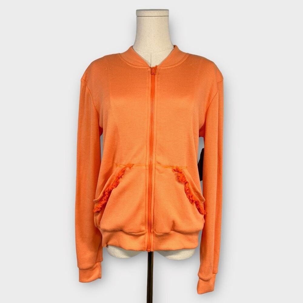 Hippe Beach Bum Waffle Thermal Knit Crewneck Full-Zip Size XS NEW